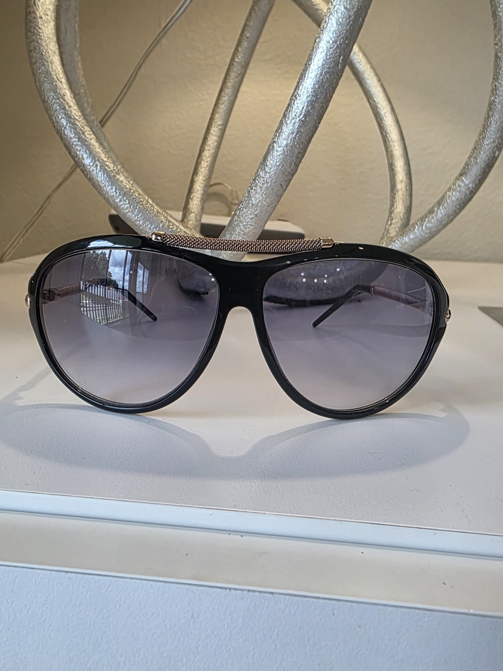Roberto Cavalli Black Aviator Sunglasses with Gradient Lenses